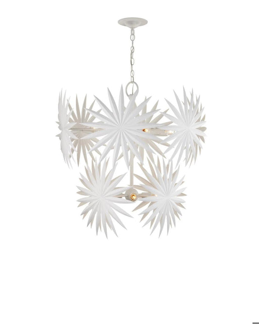 Currey and Company Bismarkia Medium White Chandelier Gesso White