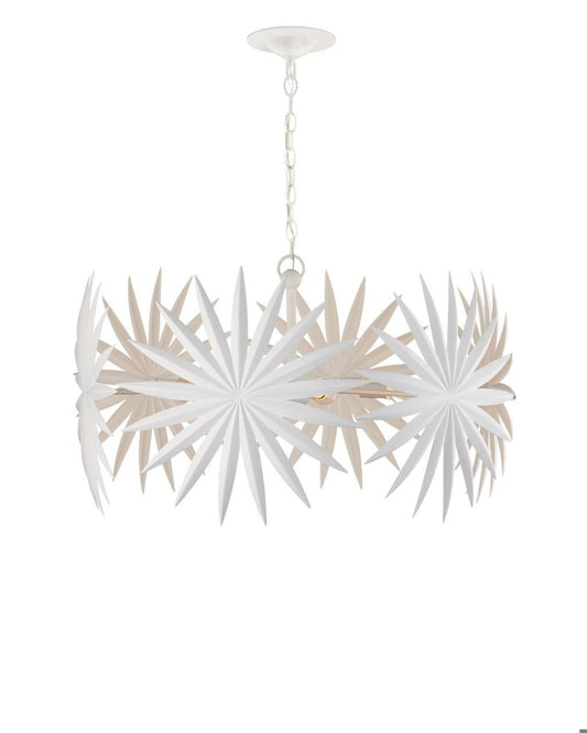 Currey and Company Bismarkia Small White Chandelier Gesso White