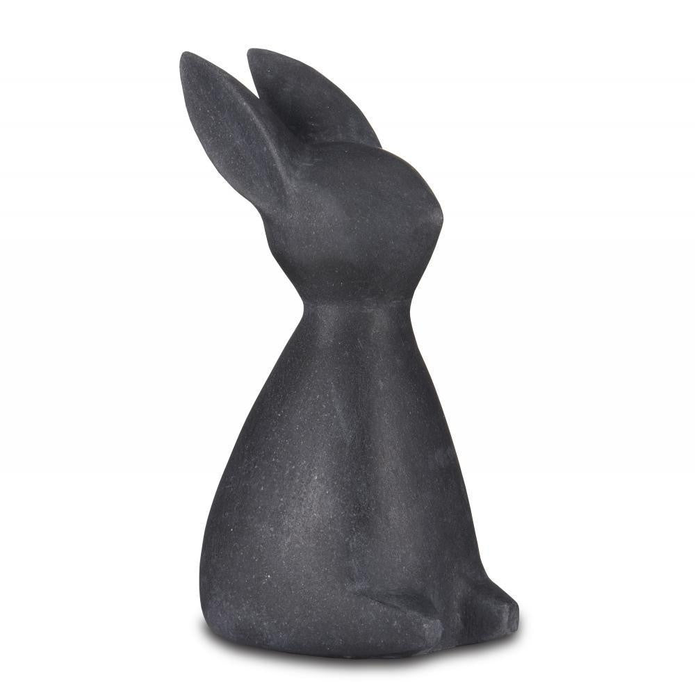 Currey and Company Black Marble Rabbit Black