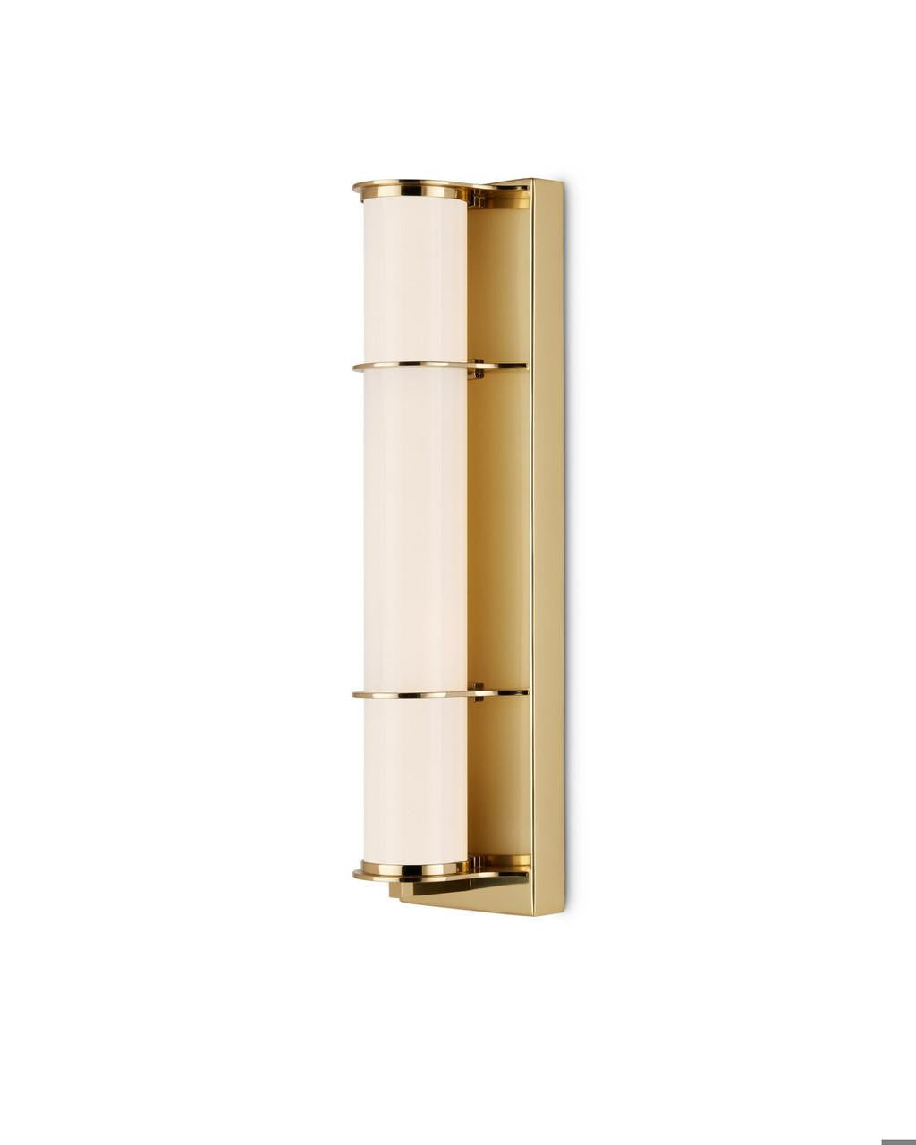 Currey and Company Blaine Brass Bath Wall Sconce Polished Brass, White