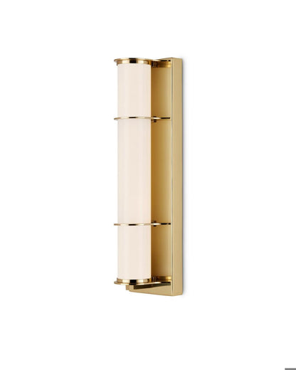 Currey and Company Blaine Brass Bath Wall Sconce Polished Brass, White