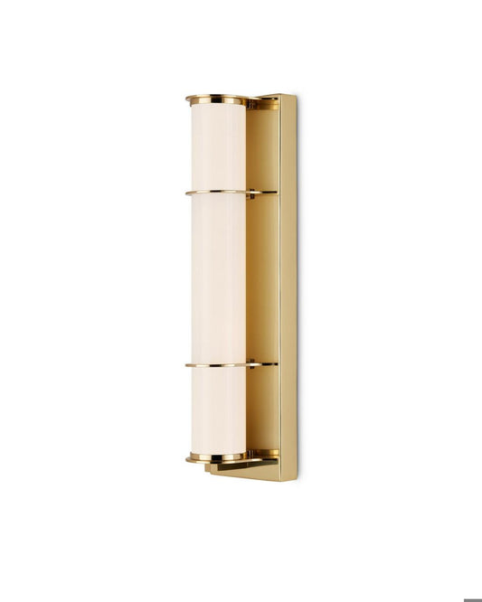 Currey and Company Blaine Brass Bath Wall Sconce Polished Brass, White