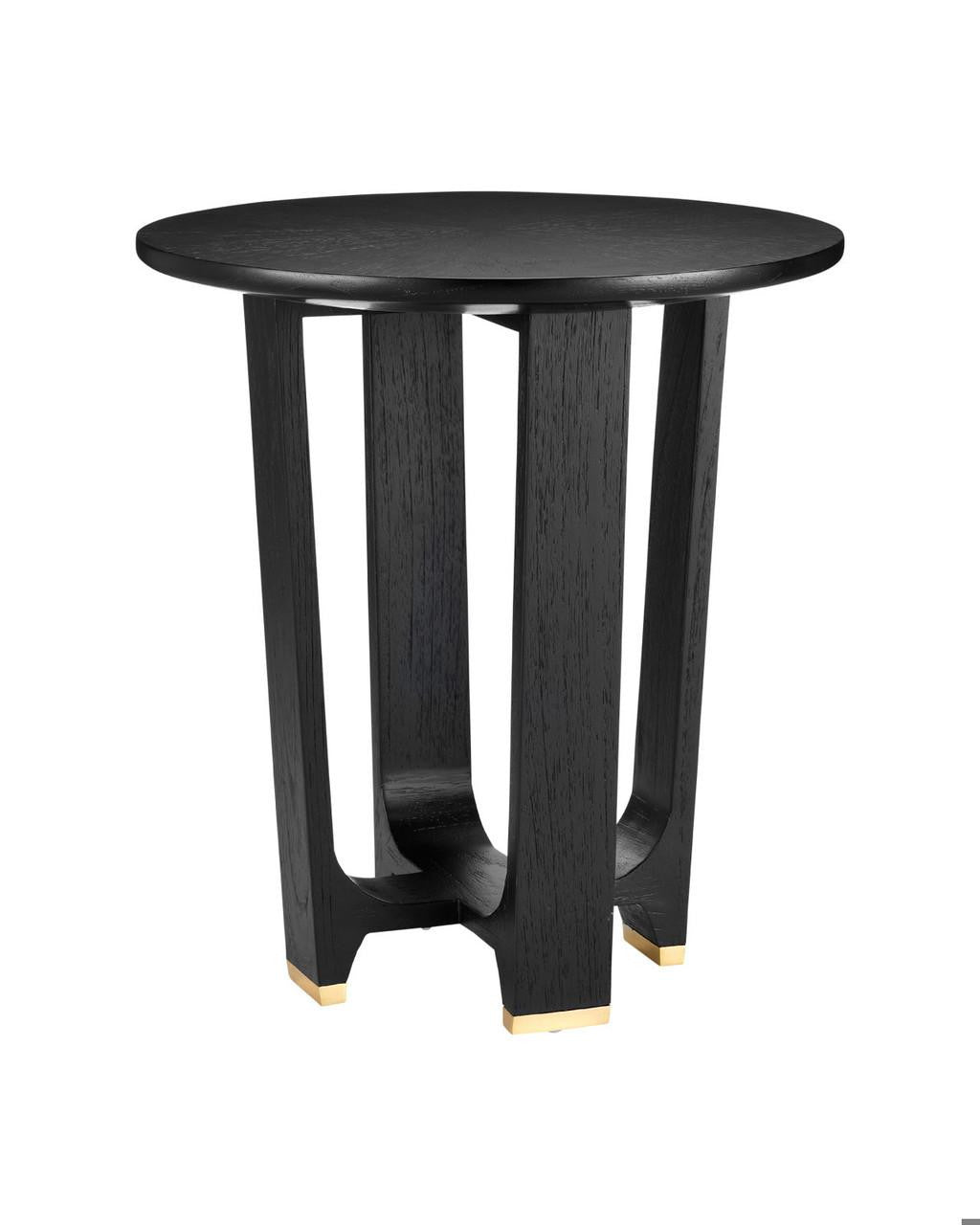 Currey and Company Blake Black Accent Table Matte Caviar Black, Polished Brass