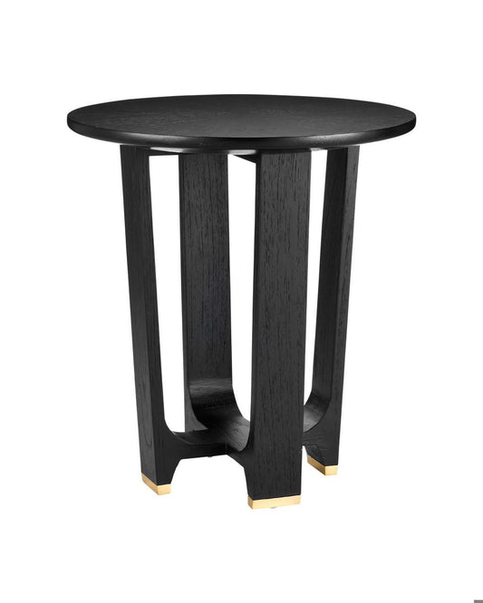 Currey and Company Blake Black Accent Table Matte Caviar Black, Polished Brass
