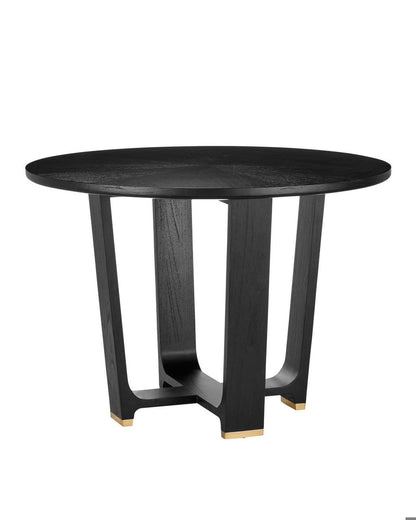 Currey and Company Blake Black Dining Table Matte Caviar Black, Polished Brass