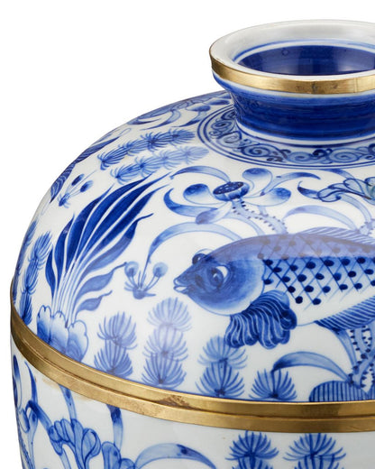 Currey and Company Blue & White Rice Tureen, Set of 3