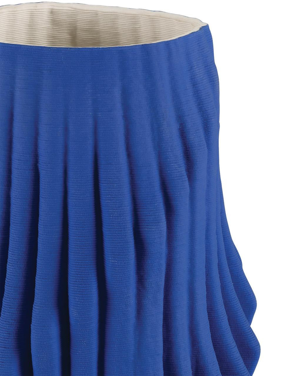 Currey and Company Blue Pleat Large Vase