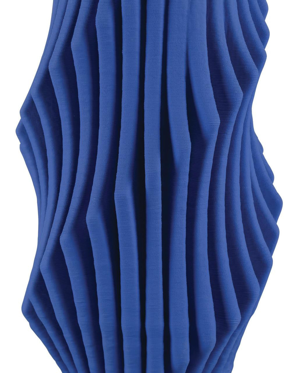 Currey and Company Blue Pleat Large Vase