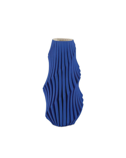 Currey and Company Blue Pleat Medium Vase Cobalt Blue