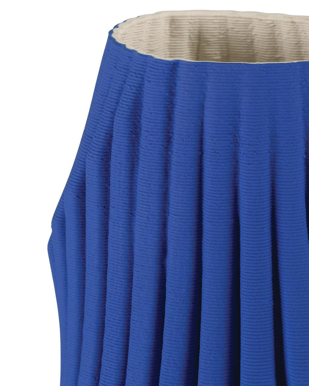 Currey and Company Blue Pleat Medium Vase