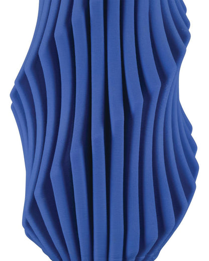Currey and Company Blue Pleat Medium Vase