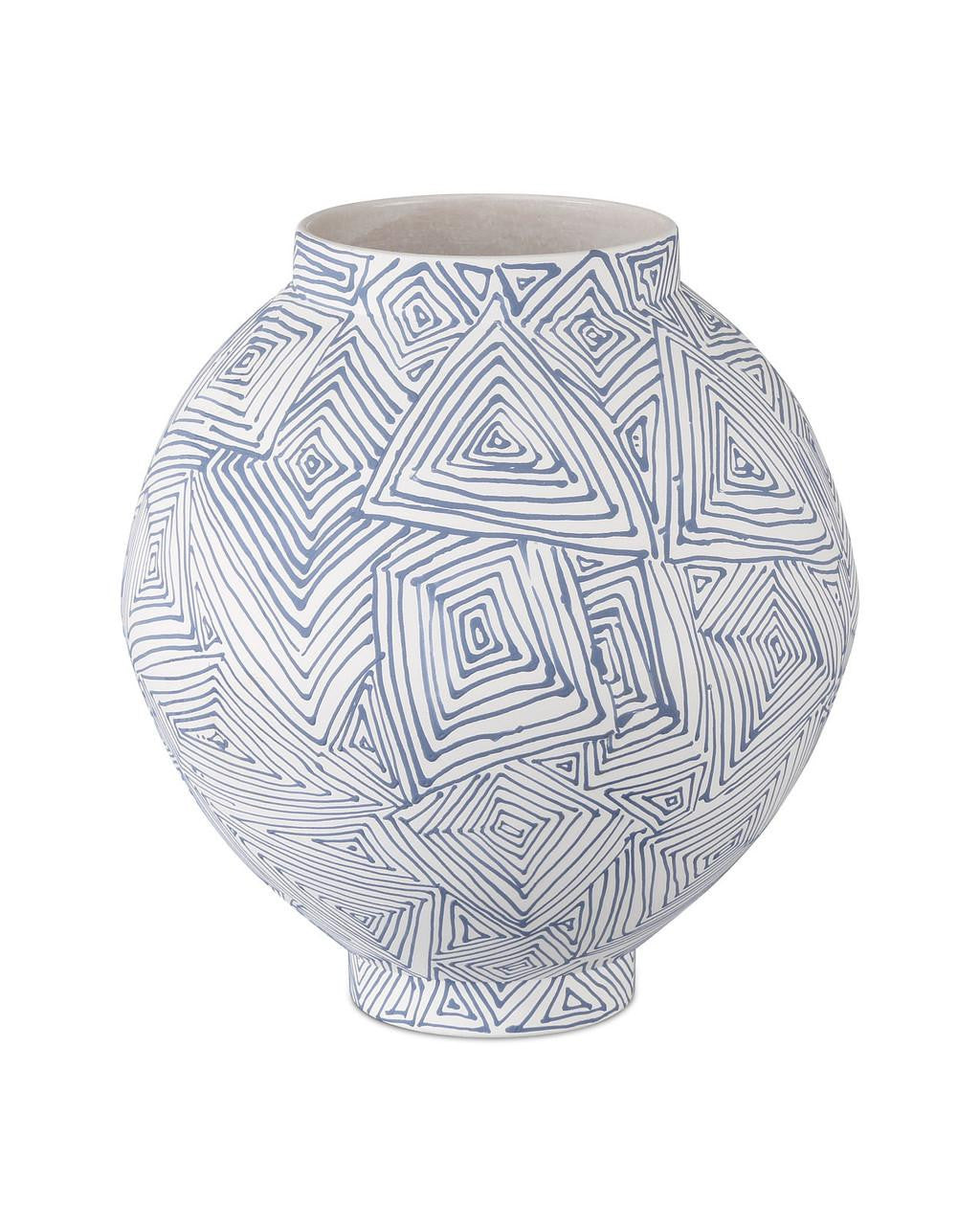 Currey and Company Blue Zag Large Vase Blue, White