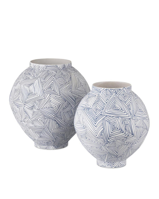 Currey and Company Blue Zag Medium Vase