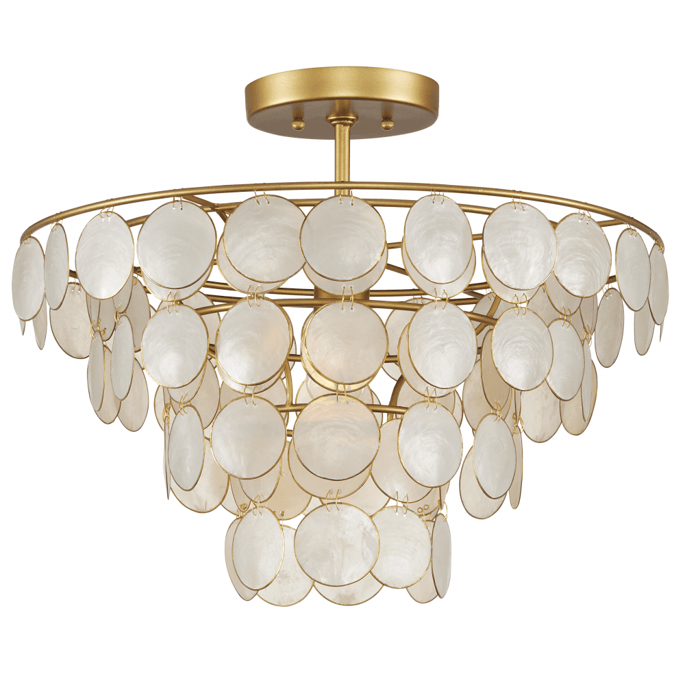 Currey and Company Bon Vivant Small Semi-Flush Mount Natural, Gold