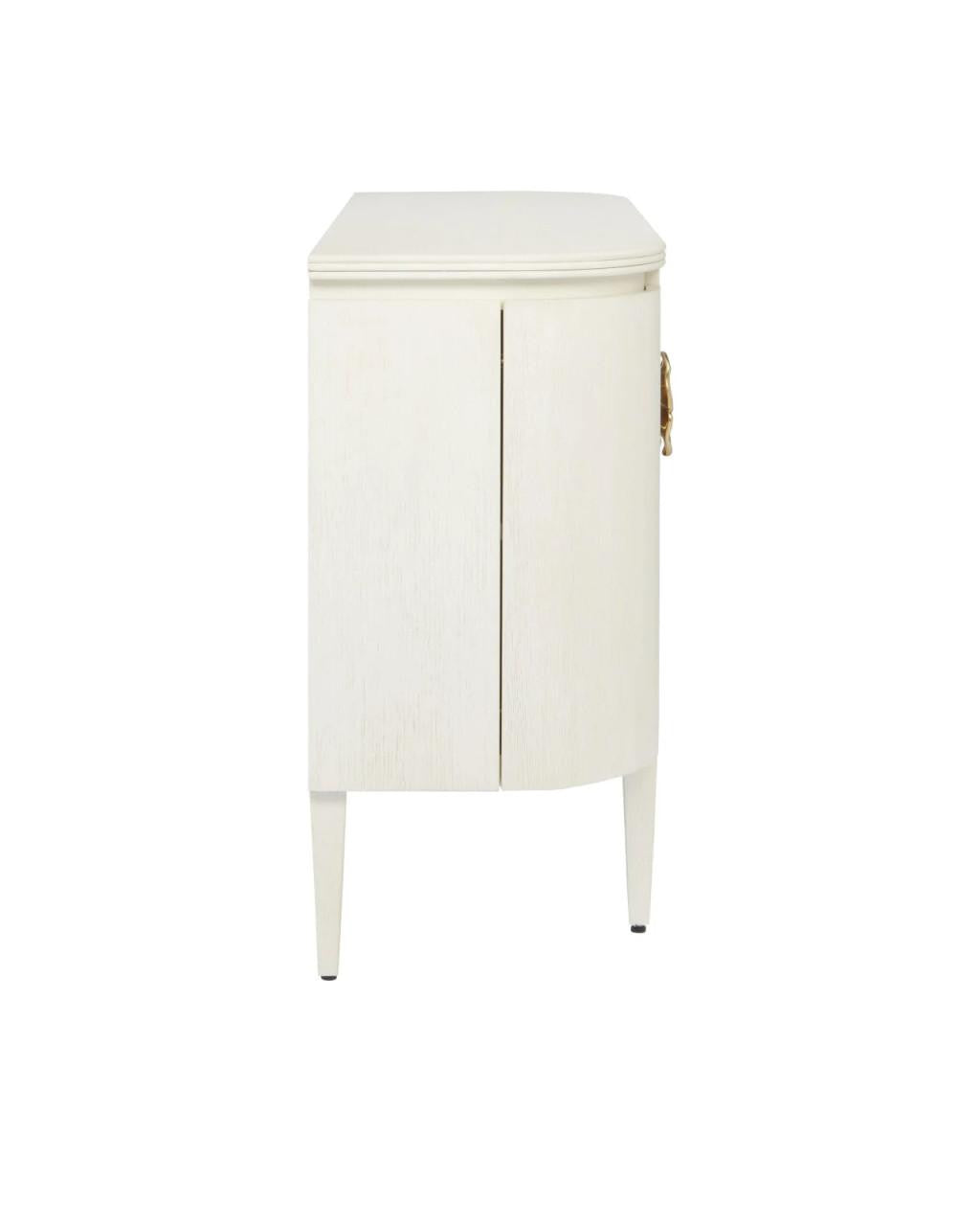 Currey and Company Briallen White Demi-Lune Cabinet