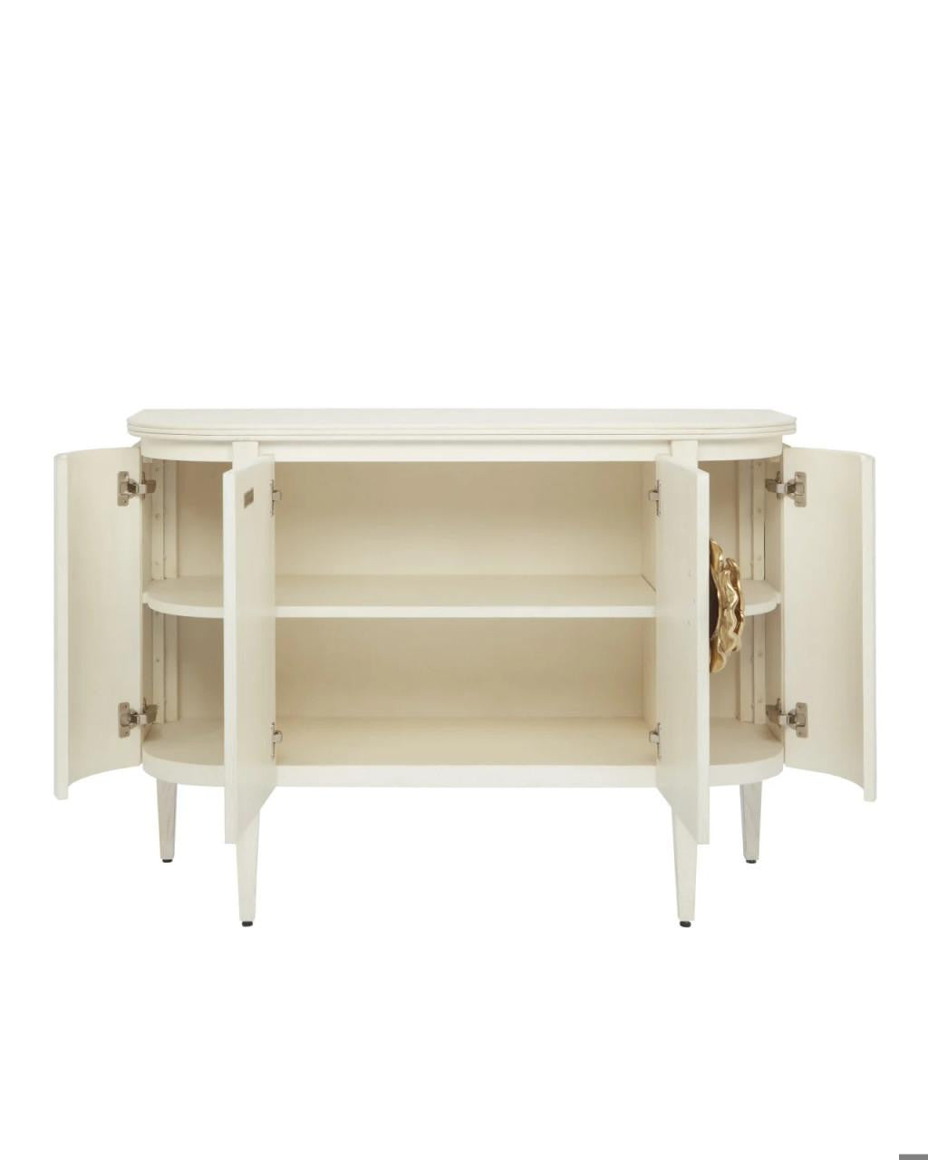 Currey and Company Briallen White Demi-Lune Cabinet
