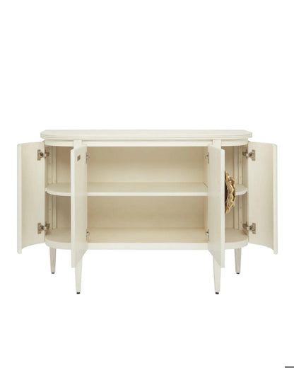 Currey and Company Briallen White Demi-Lune Cabinet