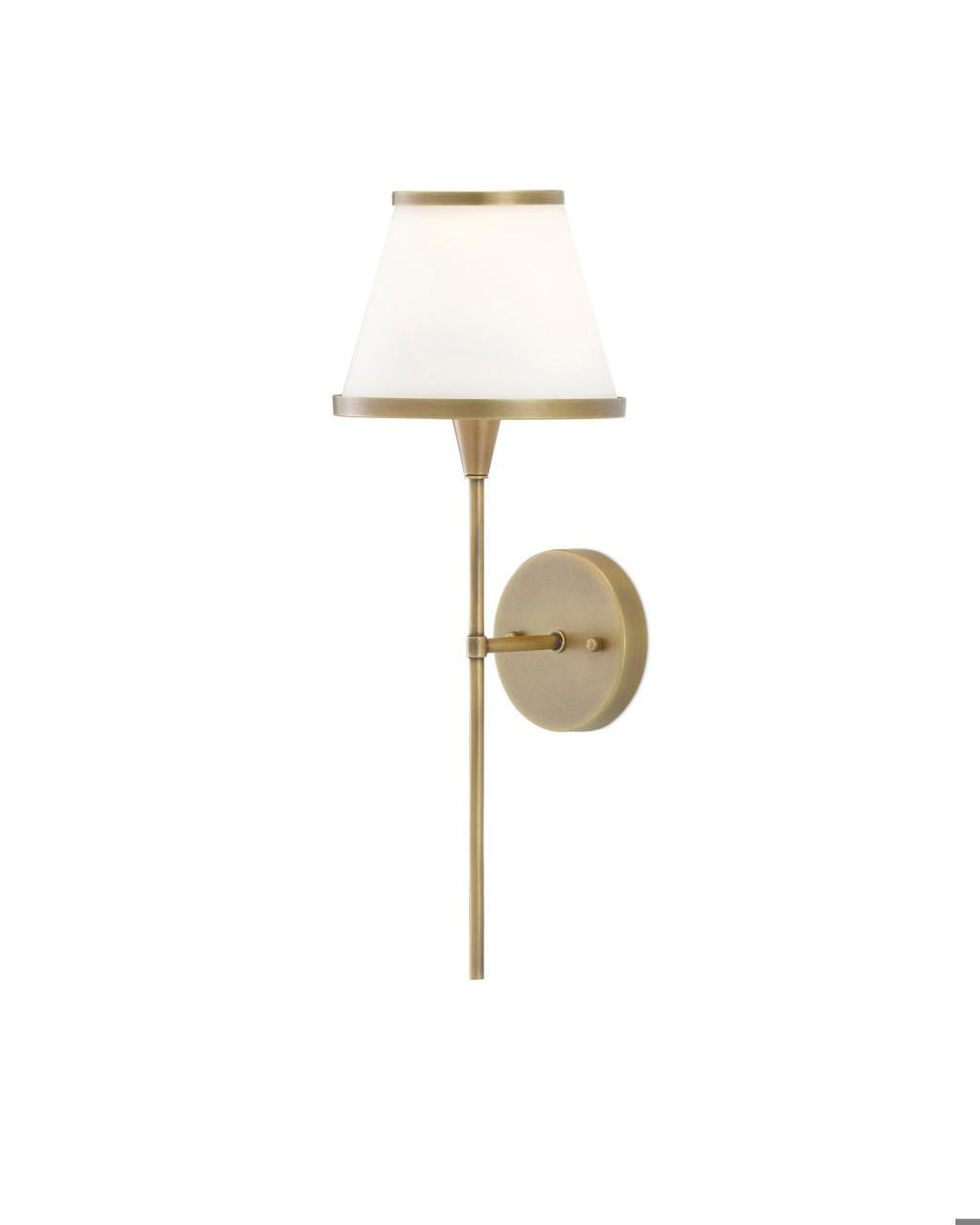 Currey and Company Brimsley Brass Wall Sconce Antique Brass, White