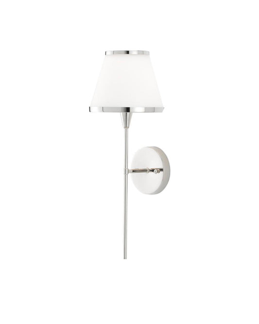Currey and Company Brimsley Nickel Wall Sconce Polished Nickel, White