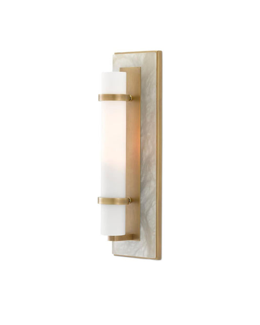 Currey and Company Bruneau Brass Wall Sconce Natural, White, Antique Brass