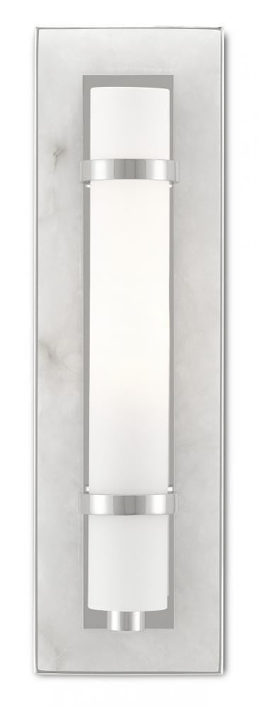 Currey and Company Bruneau Nickel Wall Sconce Natural, White, Polished Nickel