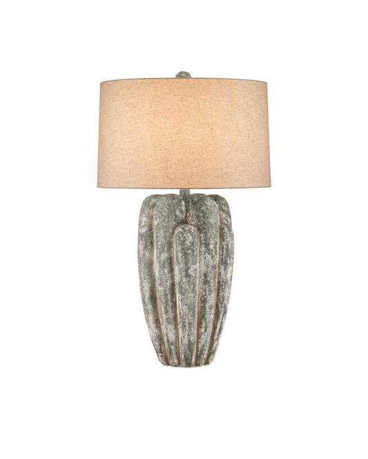 Currey and Company Buttress Table Lamp Dark Gray, White Texture