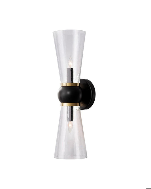 Currey and Company Byford Bronze Bath Wall Sconce Oil Rubbed Bronze, Clear, Polished Brass