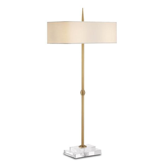 Currey and Company Caldwell Brass Table Lamp Antique Brass, Clear