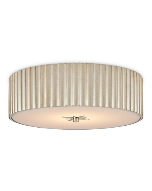 Currey and Company Caravel Silver Flush Mount Silver Leaf, White