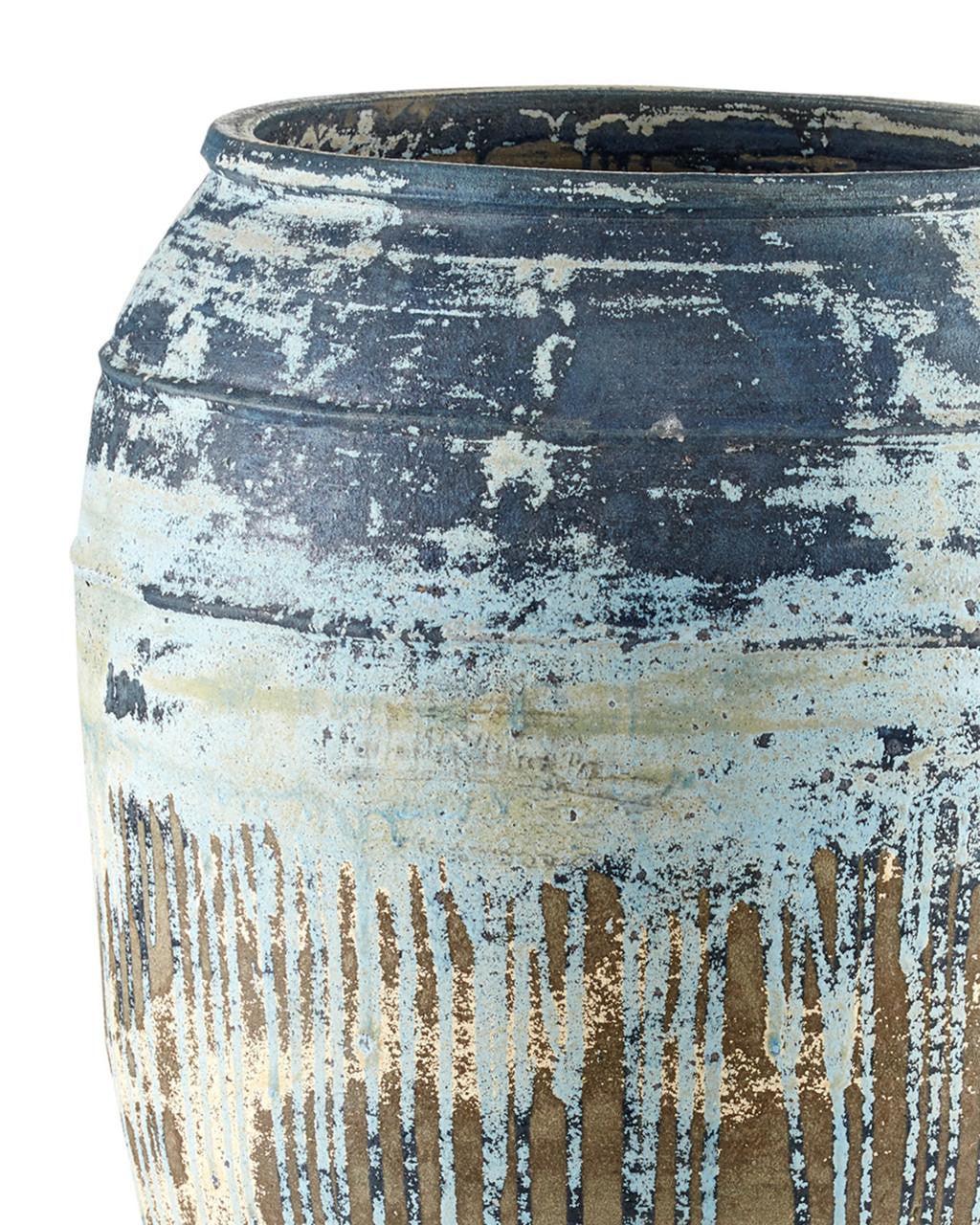 Currey and Company Catania Large Antique Blue Drip Planter