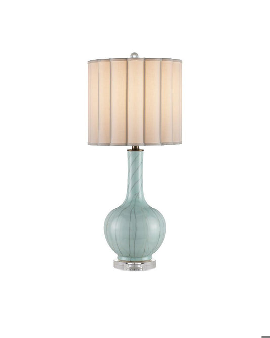 Currey and Company Celadon Crackle Table Lamp Celadon Crackle, Clear, Antique Brass