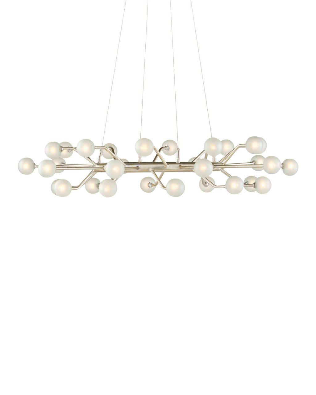 Currey and Company Chaldea Silver Chandelier Contemporary Silver Leaf, Frosted