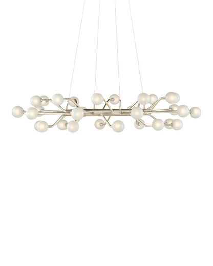 Currey and Company Chaldea Silver Chandelier Contemporary Silver Leaf, Frosted