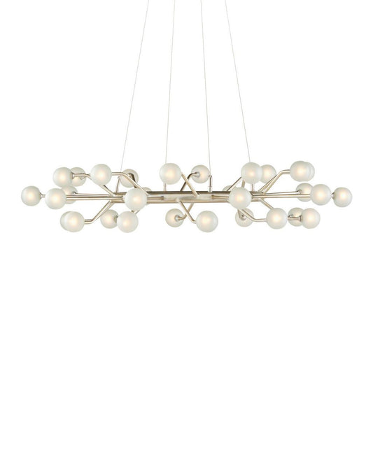 Currey and Company Chaldea Silver Chandelier Contemporary Silver Leaf, Frosted