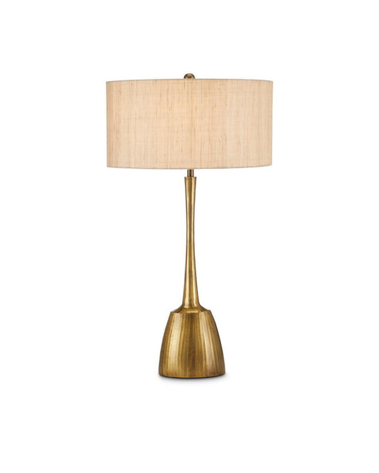 Currey and Company Cheenee Brass Table Lamp Antique Brass