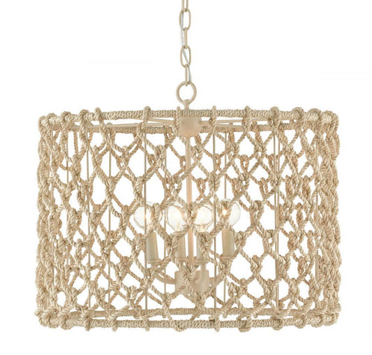 Currey and Company Chesapeake Drum Chandelier Natural, Smokewood, Beige