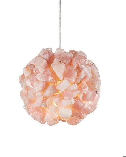 Currey and Company Clio Pink Pendant Rose, Brass