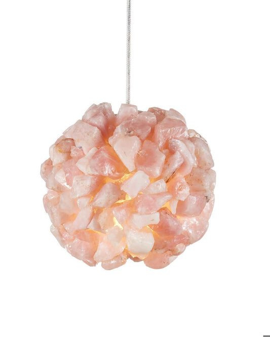 Currey and Company Clio Pink Pendant Rose, Brass