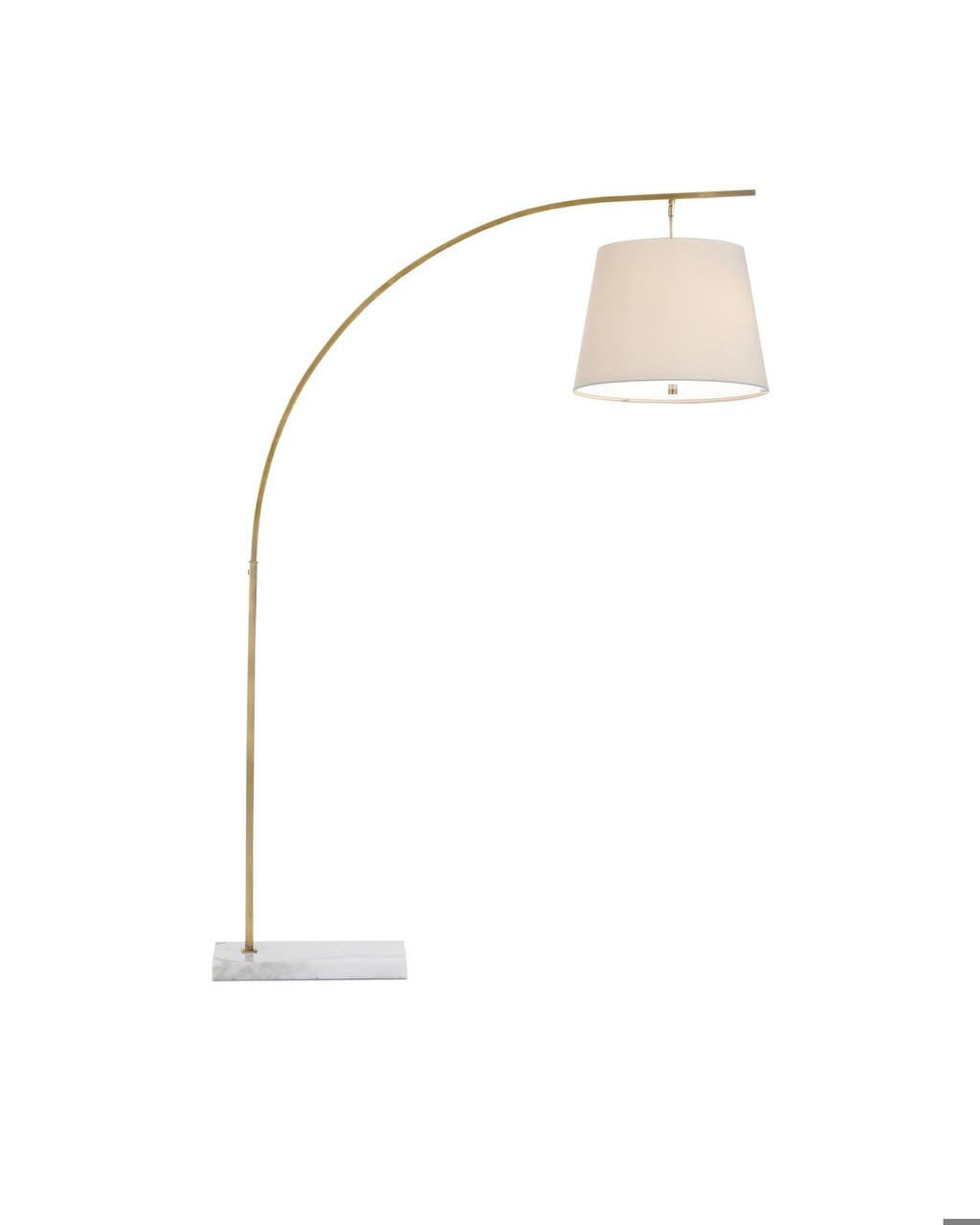 Currey and Company Cloister Medium Brass Floor Lamp Antique Brass, White