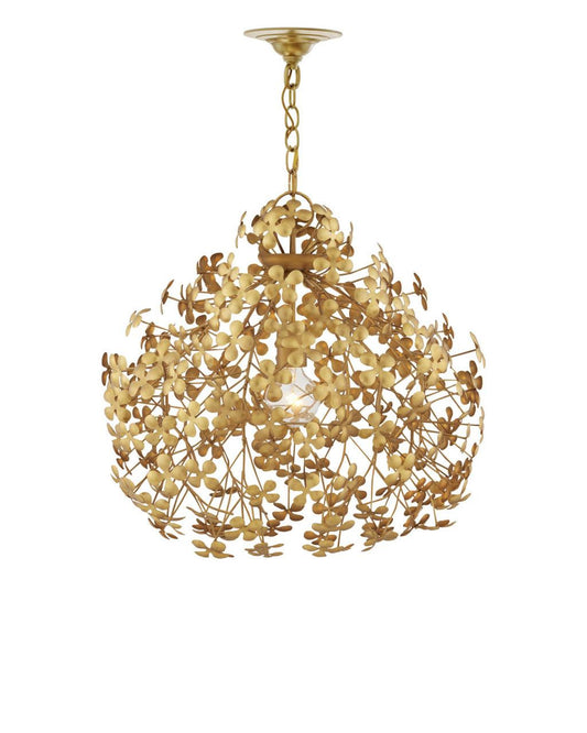 Currey and Company Cloverfield Gold Pendant Contemporary Gold Leaf, Gold