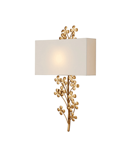 Currey and Company Cloverfield Wall Sconce Contemporary Gold Leaf, Contemporary Gold