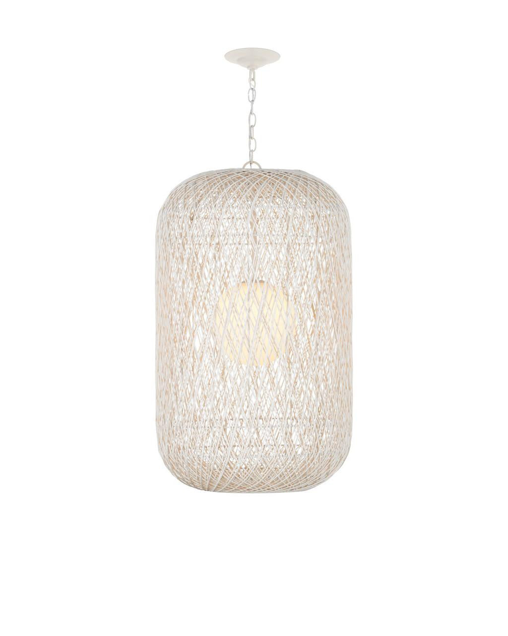 Currey and Company Cocoon Large Pendant Cream, Vanilla, White