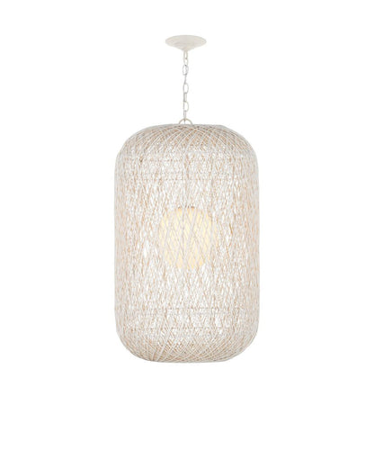 Currey and Company Cocoon Large Pendant Cream, Vanilla, White