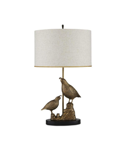 Currey and Company Codorniz Brass Table Lamp Antique Brass, Black