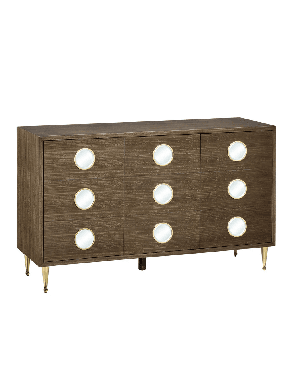 Currey and Company Colette Cabinet Tawny Brown, Polished Brass, Mirror