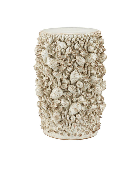 Currey and Company Corfu Ivory Accent Table Milky White