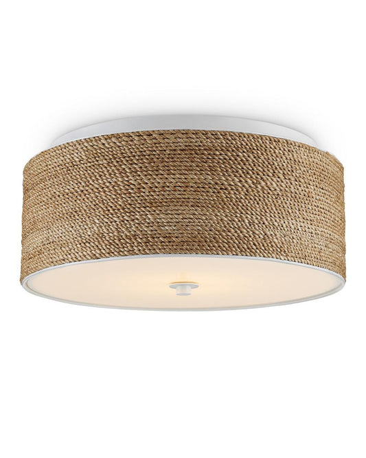 Currey and Company Coulton Rope Flush Mount Natural, White