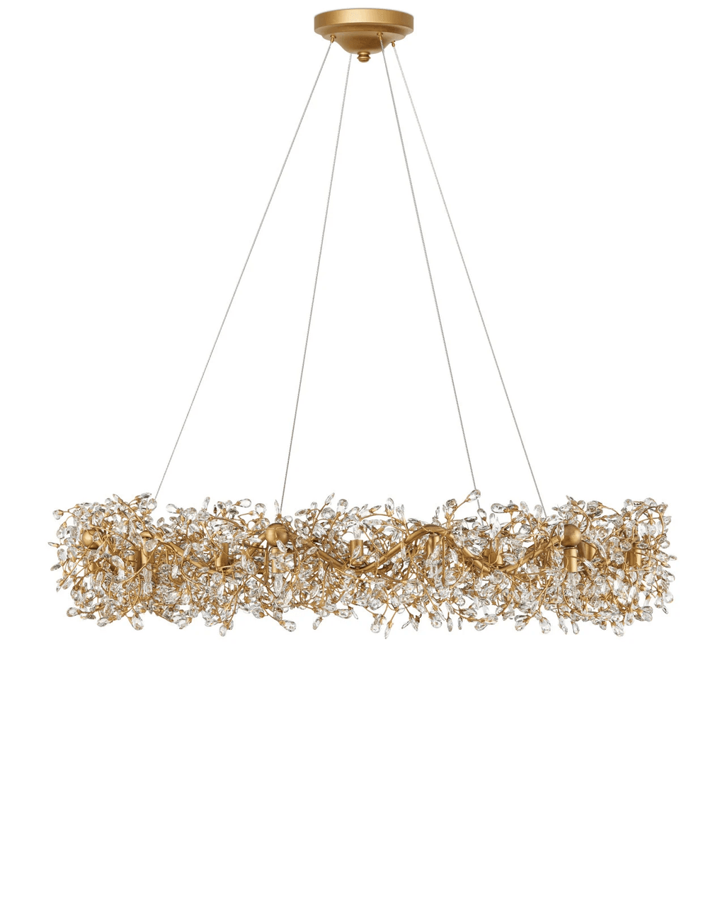 Currey and Company Crystal Bud Grande Ring Chandelier Clear, Brass