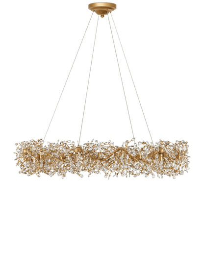 Currey and Company Crystal Bud Grande Ring Chandelier Clear, Brass