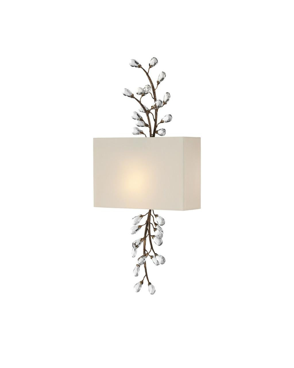 Currey and Company Crystal Bud Tall Wall Sconce Cupertino, Clear